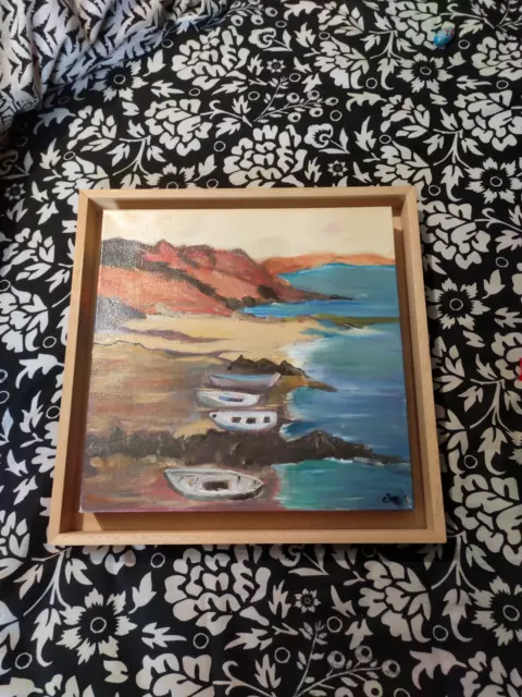 ancien tableau huile sur toile signé decor marin
