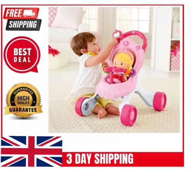 FISHER PRICE PRINCESS Stroll Along Musical Walker Doll Stroller Baby Gift Set 48.68 PicClick UK