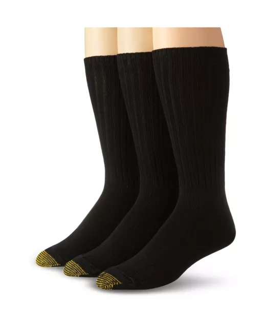 Gold Toe Mens Cotton Fluffies Crew Socks Multipairs 1% Spandex Black 13% Nylon