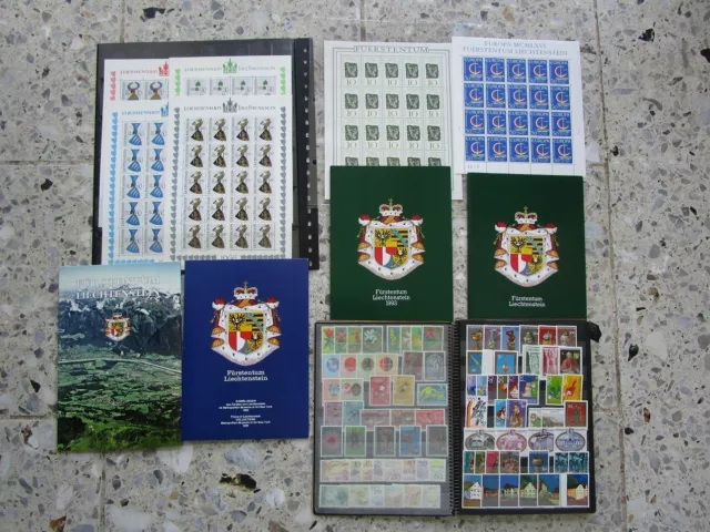 Schöne Briefmarkensammlung Liechtenstein mit Blockausgaben und Kleinbögen