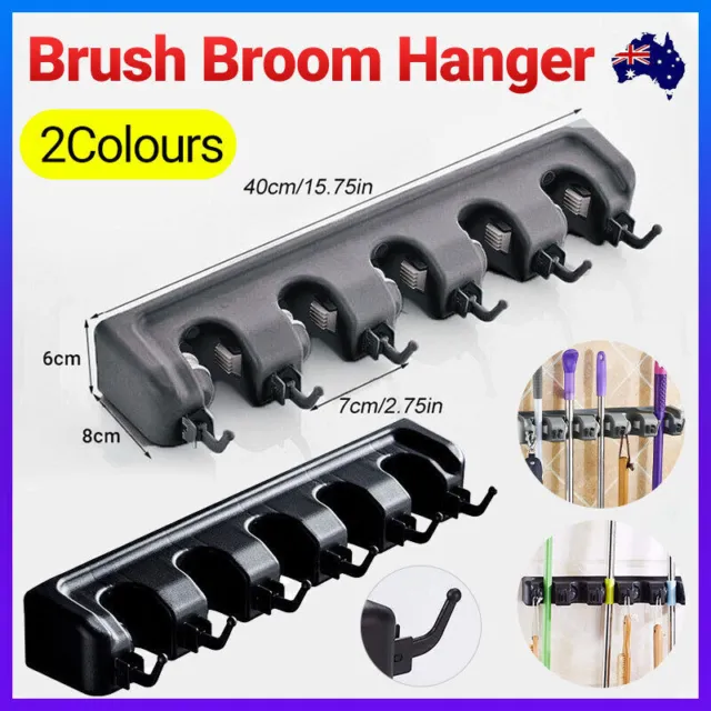 Broom Hanger Mop Holder Wall Mounted Brush Storage Rack Organizer Kitchen Tool