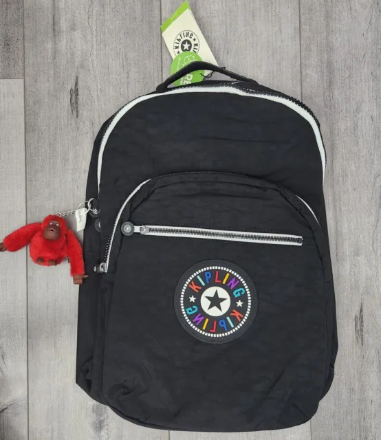 NWT KI 9347 Kipling SEOUL 0RB- BW Rainbow Large 15”Laptop Backpack Black 🔥 🎒🐒