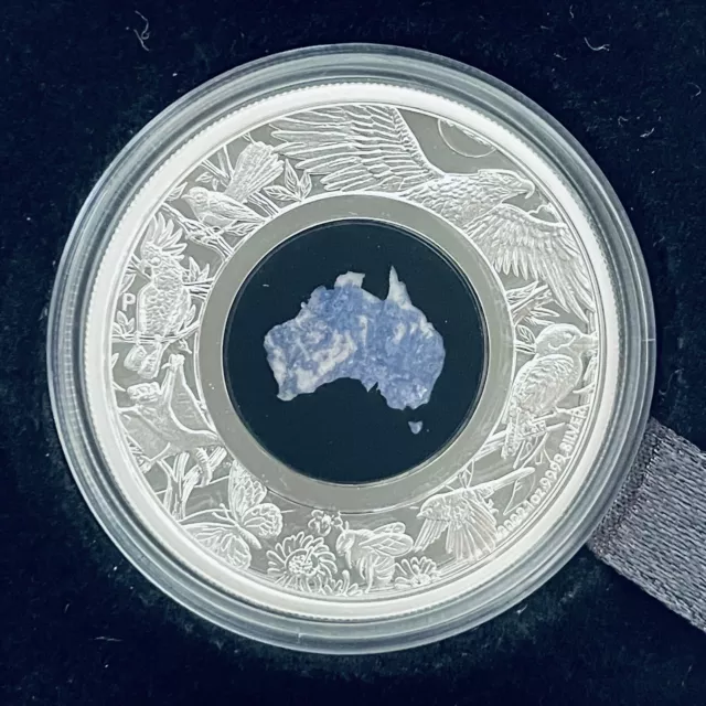 1 Oz Silver 9999 Great Southern Land Proof Coin Blue Lepidolite 2022 Australia