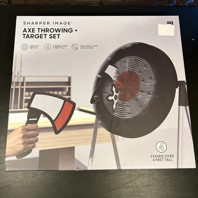 SHARPER IMAGE AXE & Star Throwing Target Set Over 4' Tall NEW 29.99