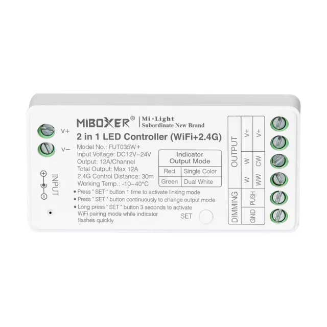 Controlador Regulador LED CCT 12/24V DC MiBoxer FUT035W+