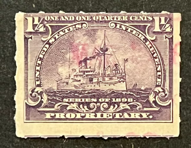Travelstamps: 1898 US Proprietary Battleship stamp scott #rb25 1 1/4c Used
