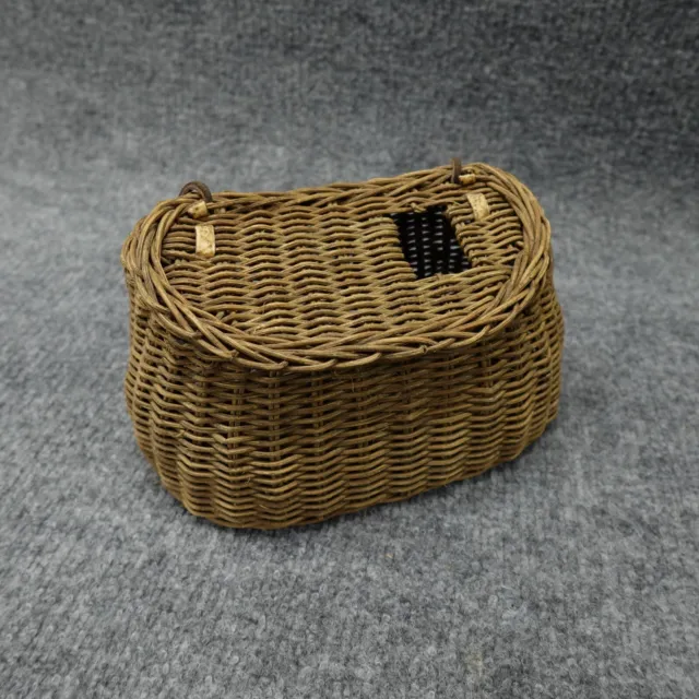 Vintage Small Wicker Fishing Creel Basket Fly Trout Woven Country Decor