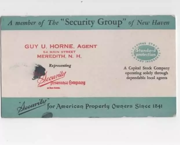 New Haven Conn.  ink blotter  1940s  Security Insurance Company