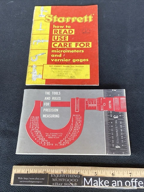 STARRETT TOOLS RULES Precision Measuring Read Use Care Micrometers ...