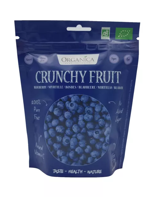 60g Crunchy Fruit Bio-Blaubeeren gefriergetrocknet Früchte von Organica