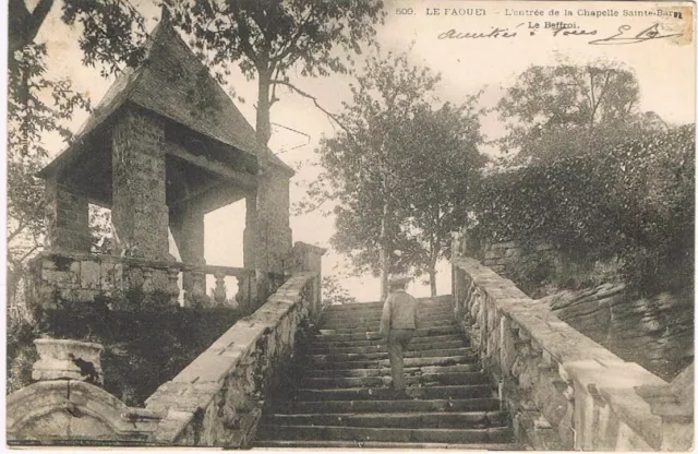Le FAOUËT 56 Chapelle Ste Barbe CPA written to Geneviève Anssel 76 Bolbec in 1903