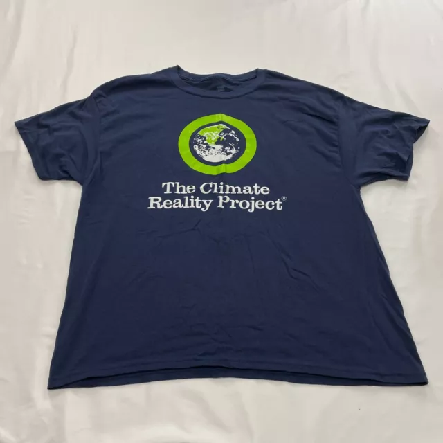 Hanes Shirt Mens XL Extra Large Blue Climate Reality Project Logo Earth Casual