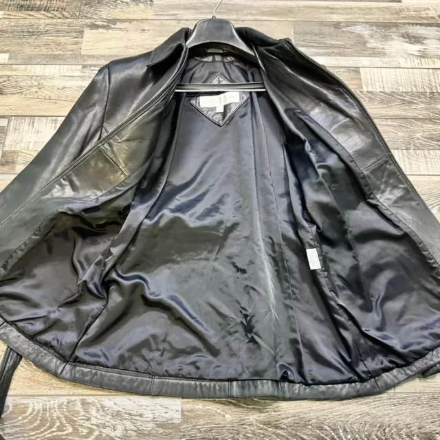 LIZ CLAIBORNE BLACK Leather Jacket Full-Zip Small S Women's $149.00 ...