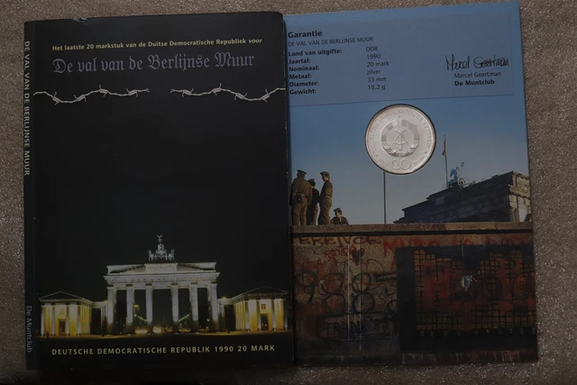 🧭 🇩🇪 Germany Ddr 20 Mark 1990 Silver In Folder B63 #345