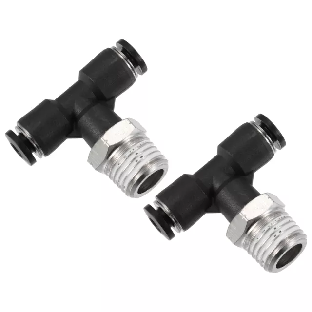 2 Pcs Voiture Pneumatique T Forme Raccord 4mm Tube OD à 1/4" NPT Filetage