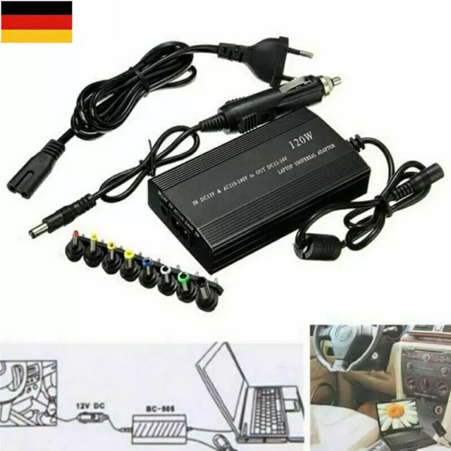 120W DC 12V Laptop KFZ Ladekabel Für Notebook Netzteil Adapter Ladegerät Auto DE