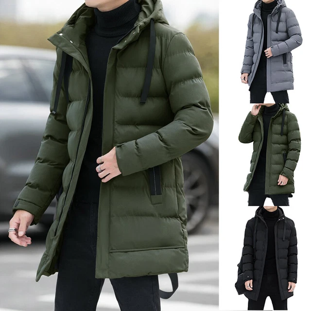 Uomo Caldo Inverno Cappotto Giacca Piumino Bolle Cappuccio Zip Imbottito Morbi ♪