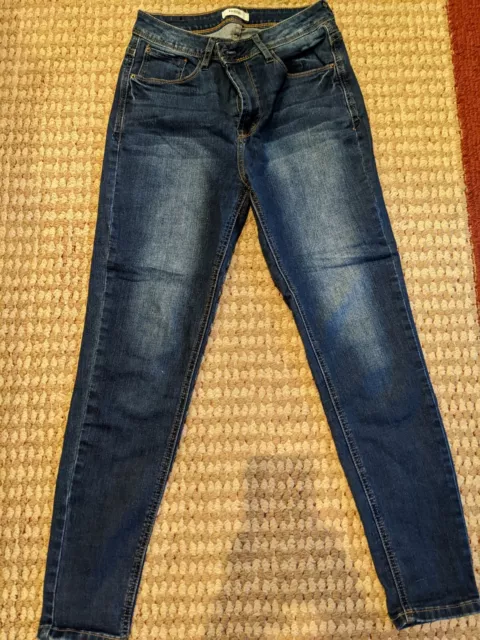 Kensie Womens Effortless Ankle Mid Rise Blue Jeans Skinny Destroy Size 4/27