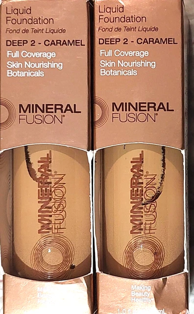 Lote de 2 Mineral Fusion Deep 2 - Caramelo 1 oz.  Piel de base líquida NUEVA