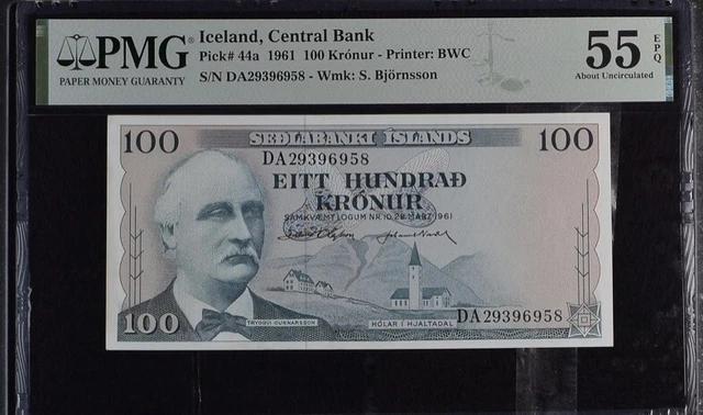 Iceland, Central Bank, 100 Kronur 1961 PMG 55 EPQ AU