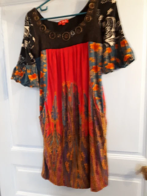 Robe Bohème Noire Folklorique Vintage René Derhy - Taille S, Style Caftan, Parfaite Pour Soirée
