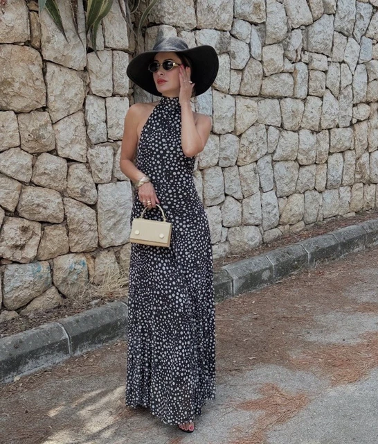 ZARA NWT WOMAN Ss25 Polka Dot Midi Halter Dress With Belt Navy Blue 3555/902 50.00 - PicClick UK ZARA NWT WOMAN Ss25 Polka Dot Midi Halter Dress With Belt Navy Blue 3555/902 50.00 - PicClick UK