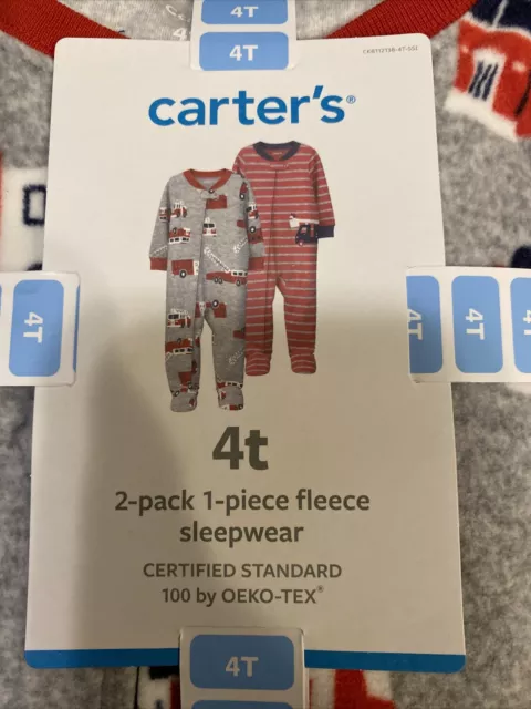 Carter's 4T 2 pack 1 Piece Fleece Pajamas NEW With Tag Fire trucks