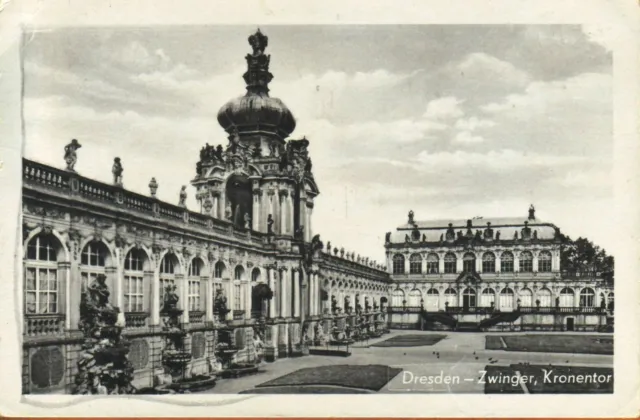Ak DDR Dresden Zwinger Kronentor s/w Postkarte 1953 (A)