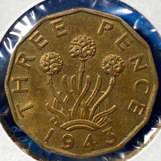 1943 Great Britain 3 Pence, George VI, KM# 849 (70083)