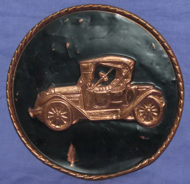 Vintage hand made copper wall decor plaque retro car