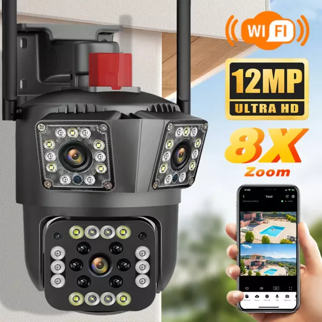 caméra de surveillance extérieur PTZ IP WIFI 12MP , TRI écran  4K P2P onvif