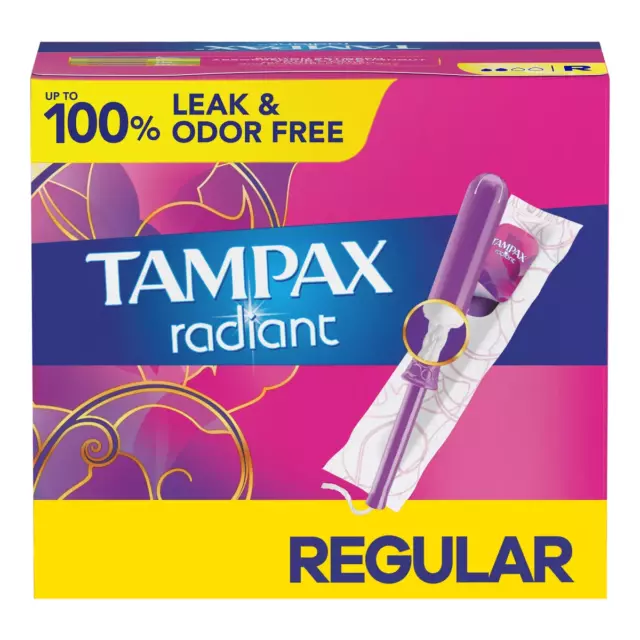 Tampones de absorción regular radiantes Tampax - envoltura resellable sin perfume 48 total