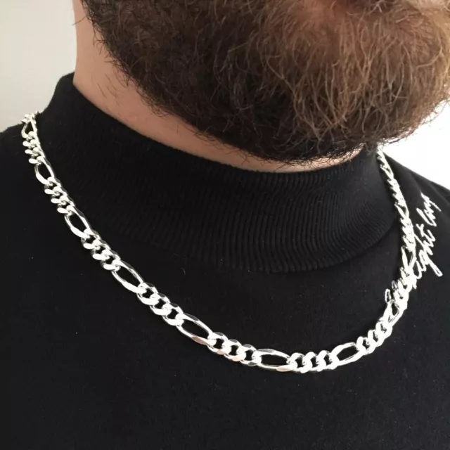 Sterling silver mens 22 inch figaro necklace discount