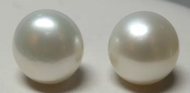 Boucles d'oreilles clous boutonnées perles en argent sterling 11 mm d'eau douce neuves