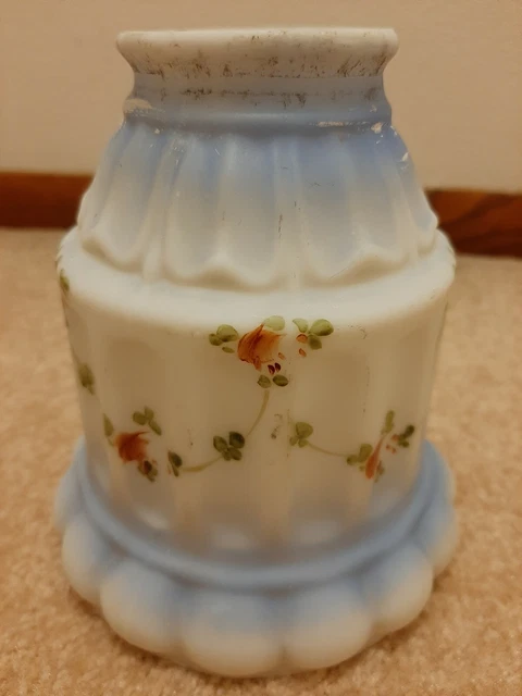 Antique Art Nouveau Hand-Painted Milk Glass Bridge Arm Table Lamp Shade