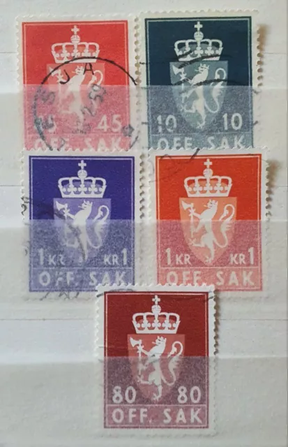5 Werte Dauerserie Wappen 60er gestempelt Konvolut Briefmarken Norwegen Sammlung