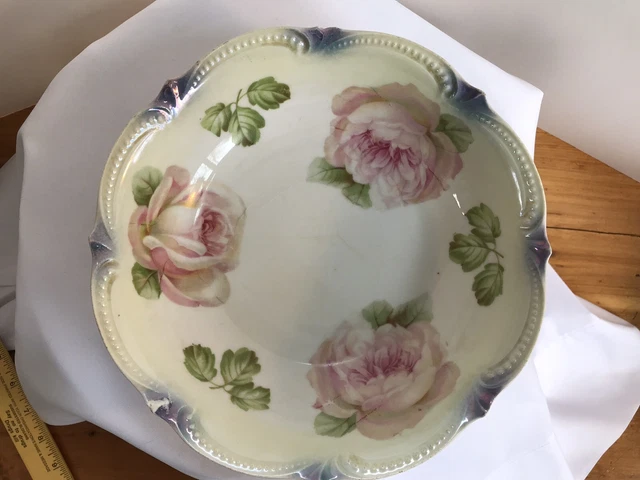 Vintage 1920s Koenigszelt Silesia Germany Porcelain 9” Bowl Roses Vintage