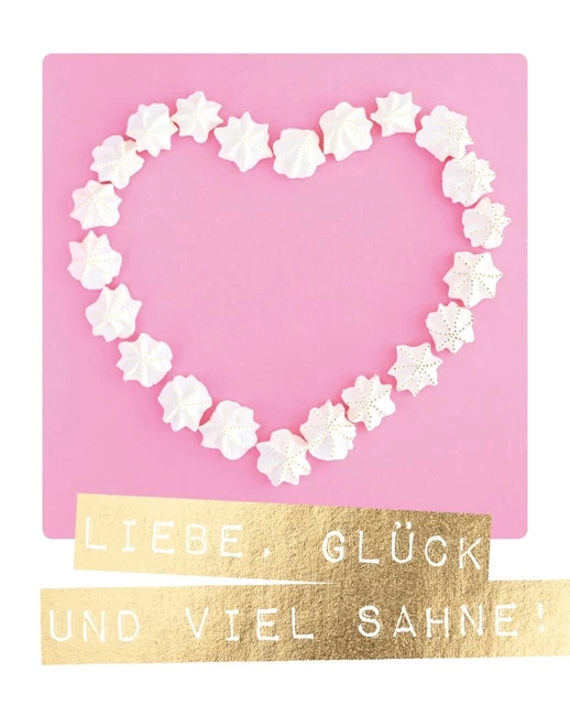 Postkarte Spruch Liebe, Glück und viel Sahne
