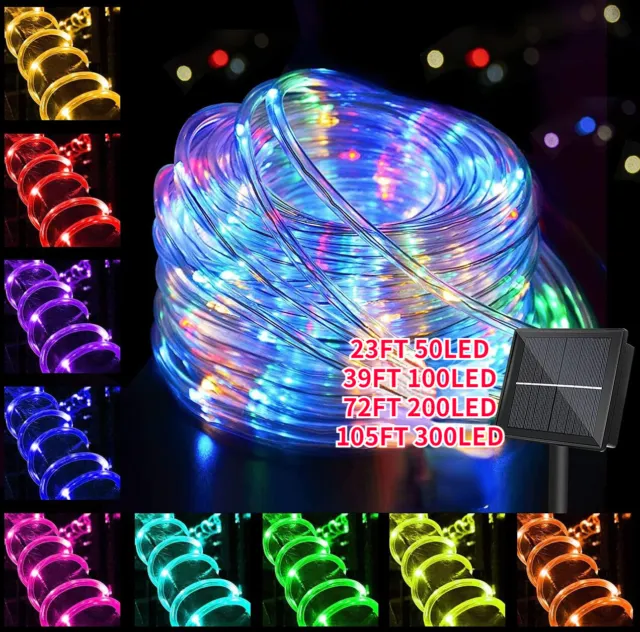 Solar String Rope Lights Outdoor Twinkle Lighting Waterproof Garden Decoration