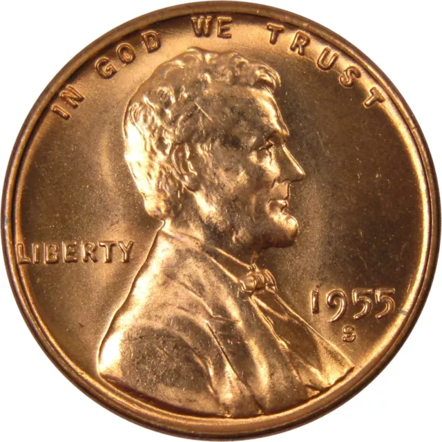1955 S Lincoln Wheat Cent BU Uncirculated Mint State Bronze Penny 1c Coin