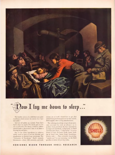 Print Ad Shell Gas Oil 1942 Sedative Pills Full Page Large Magazine 10.5"x13.5"