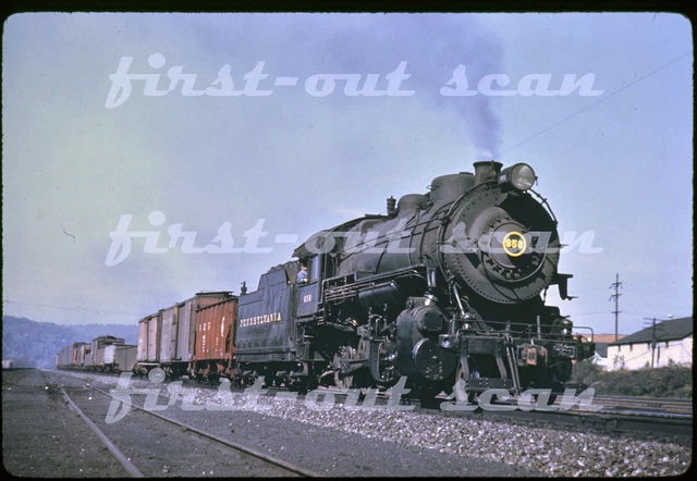 R DUPLICATE SLIDE - Pennsy PRR 858 STEAM 2-8-0 Action at Huntingdon PA 1946