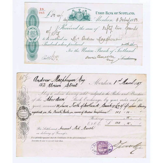 HUNTLY McPherson of Gibston, 15x Income & Property Tax Receipts all 1880's 3