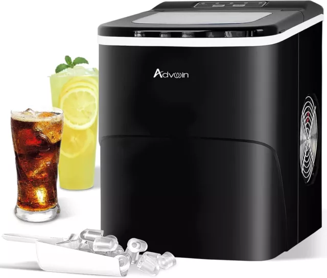 ADVWIN 2 2L Portable Ice Maker Commercial Machine for Home Bar Black