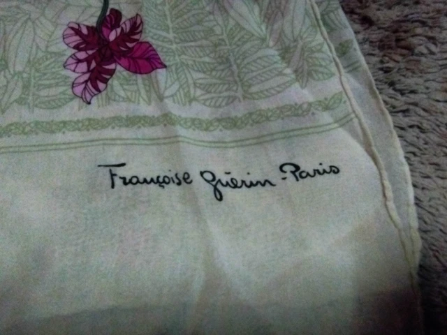 Foulard En Soie Françoise Guérin Paris - 90x90 Cm, Vintage (occasion Très Bon état)