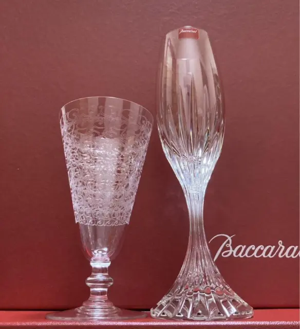 Baccarat Crystal Massena And Rohan Champagne Glass Pair With Box