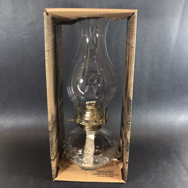 Vintage Lamplight Farms Oil Lamp Hobnail Clear Glass Hurricane Wisconsin USA