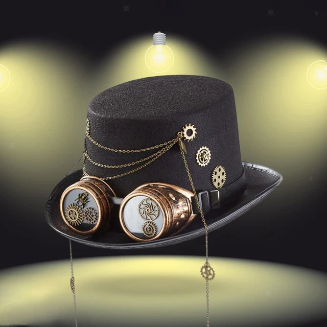 RETRO STYLE STEAMPUNK Top Hat Cosplay Halloween with Goggles Head Gear