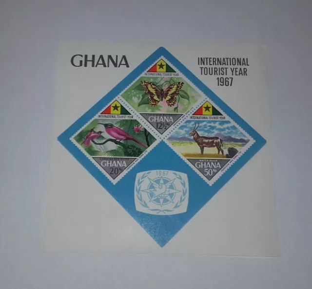 1967 Ghana International Tourist Year Minisheet Of 3 Stamps Imperforated