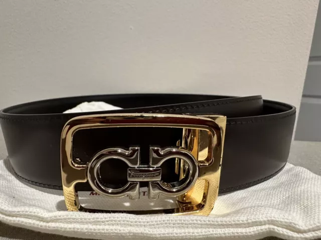 Salvatore ferragamo reversible brown/black  leather belt $495 size 36